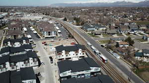 Birds eye view of property with a mountain view