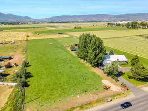 Aerial view with a rural view and a mountain view