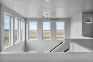 Bathroom featuring ceiling fan