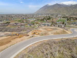 Drone / aerial view featuring a mountain view