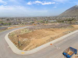 Birds eye view of property with a mountain view