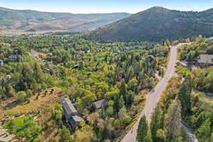 Aerial view featuring a mountain view