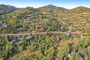 Aerial view featuring a mountain view