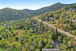 Bird's eye view with a mountain view