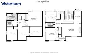 This is the floor plan for the east side. ( 1518)   Four bedrooms  Main floor and basement  The second unit (1514)  is identical on the main floor.  Basement only has one bedroom.