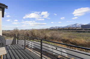 Balcony with a mountain view