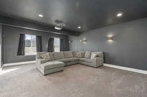 Interior space featuring a textured ceiling