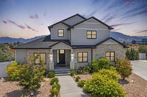 View of front of property featuring a mountain view