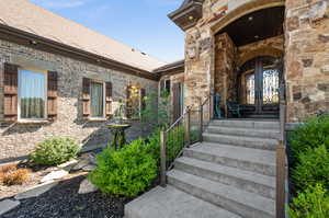 View of exterior entry with french doors