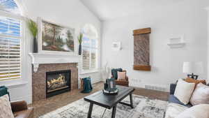 Living room with fireplace