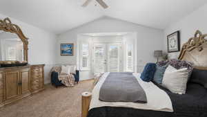 Primary bedroom with French doors to backyard