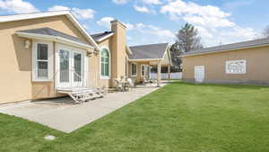 Backyard with covered patio