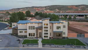 Aerial view featuring a mountain view