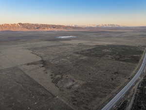 Aerial view at dusk with mountain views