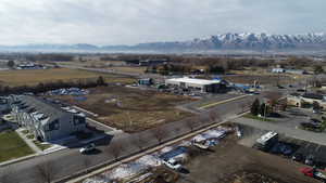 Drone / aerial view featuring a mountain view