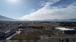 Drone / aerial view featuring a mountain view