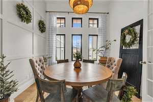 Dining room or office featuring light hardwood / wood-style floors