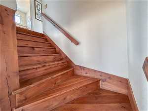 Custom made wood stairs are made from the local Ovid lumber mill