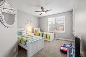 As the end unit, this bedroom has lots of natural light.