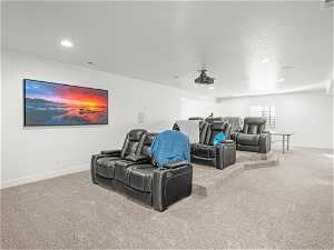 View of carpeted home theater