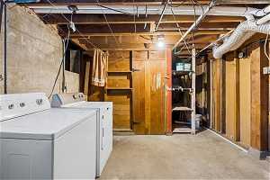 Interior space featuring washer and dryer