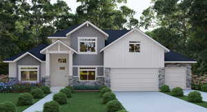 View of front of house featuring a front lawn