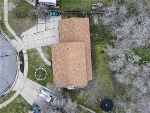View of bird's eye view of the .21 acre yard. Fully fenced.