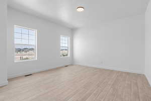 Unfurnished room featuring plenty of natural light and light hardwood / wood-style floors