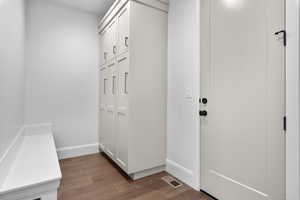 Mudroom featuring hardwood / wood-style flooring