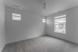 Empty room featuring carpet flooring and plenty of natural light