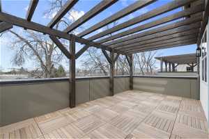 Wooden deck with a pergola