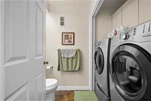 Laundry area in 1/2 bath - washer and dryer included