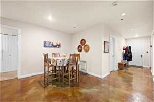 Entry and Dining Area with stained concrete floors