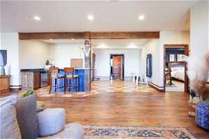 Living room with light tile floors