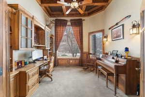 Office with Coffered Ceiling