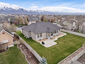 Aerial view featuring a mountain view