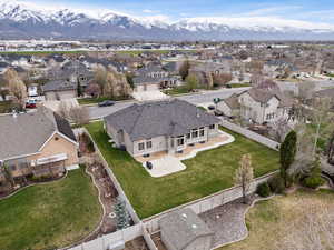 Drone / aerial view with a mountain view