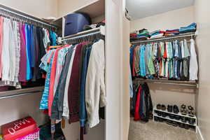 Spacious closet with carpet flooring