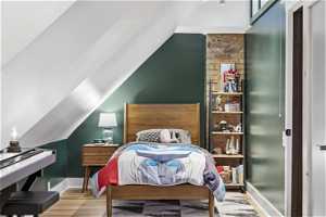 Bedroom 2, Vaulted Ceiling, Skylight, Wood Floors, Custom