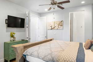 Bedroom featuring ceiling fan