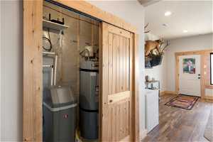 Utility room with water softener and gas water heater