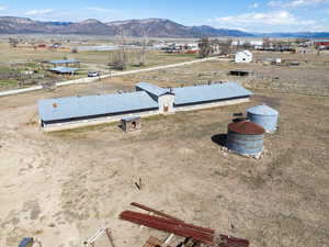 Drone / aerial view featuring a mountain view