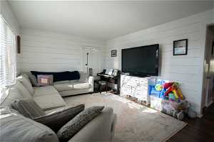 Living room featuring hardwood / wood-style flooring