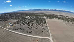 Aerial view featuring a mountain view