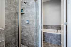 Master bathroom featuring independent shower and bath