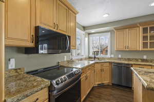 Sparkling Kitchen with Granite and corner window