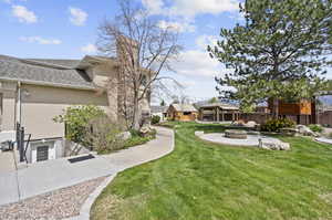 Outside entrance, Fireplace