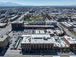 Drone / aerial view with a mountain view