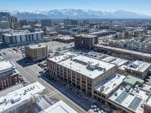 Bird's eye view with a mountain view