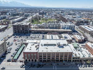 Drone / aerial view featuring a mountain view